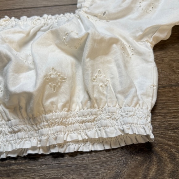 Gap Girls Cotton Puff Sleeve Top, Set of 2, Size Small, Linen, Eyelet, Summer - Picture 10 of 16